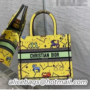 Buy Best Dior Small Book Tote Bag in Yellow Pixel Zodiac Embroidery M941 2022