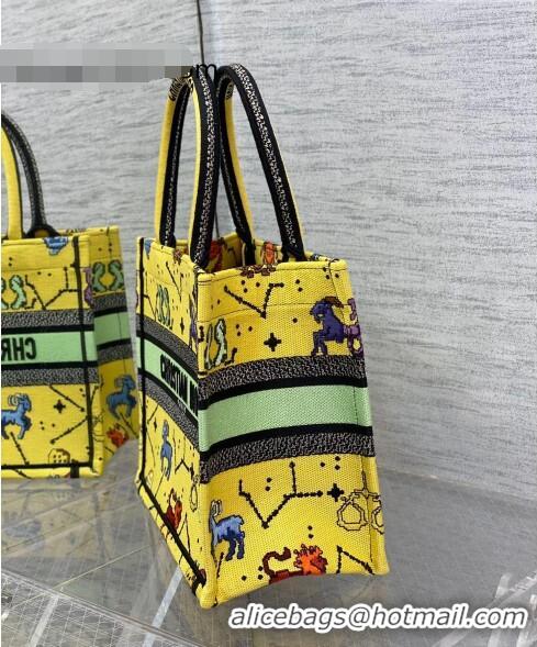 Buy Best Dior Small Book Tote Bag in Yellow Pixel Zodiac Embroidery M941 2022