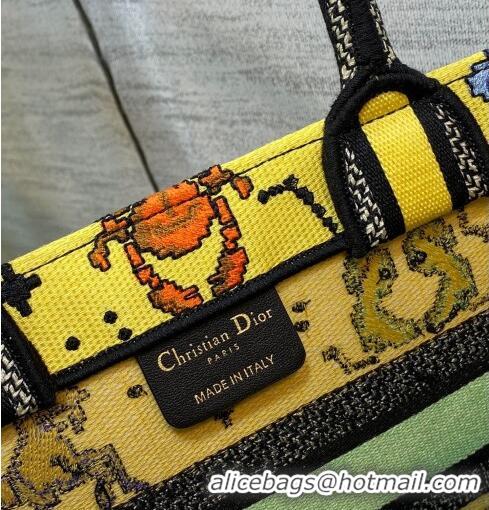 Buy Best Dior Small Book Tote Bag in Yellow Pixel Zodiac Embroidery M941 2022