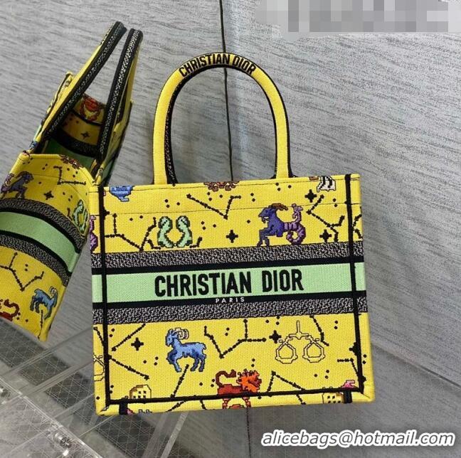 Buy Best Dior Small Book Tote Bag in Yellow Pixel Zodiac Embroidery M941 2022