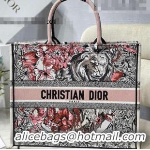 Chic Grade Dior Large Book Tote Bag in Pink Multicolor La Force Embroidery M941 2022