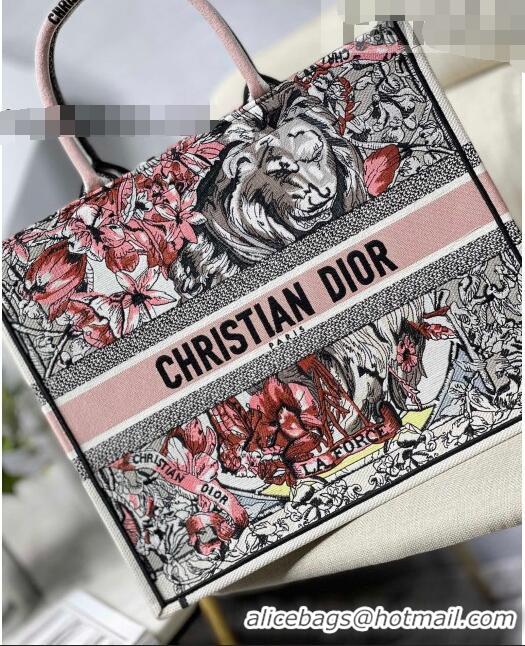 Chic Grade Dior Large Book Tote Bag in Pink Multicolor La Force Embroidery M941 2022