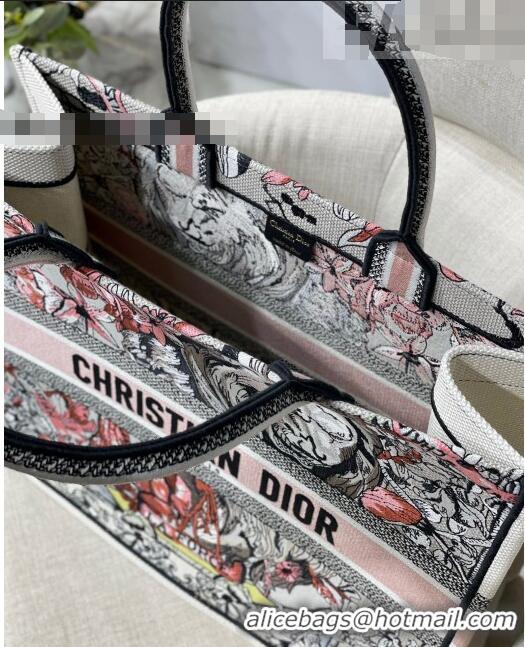 Chic Grade Dior Large Book Tote Bag in Pink Multicolor La Force Embroidery M941 2022