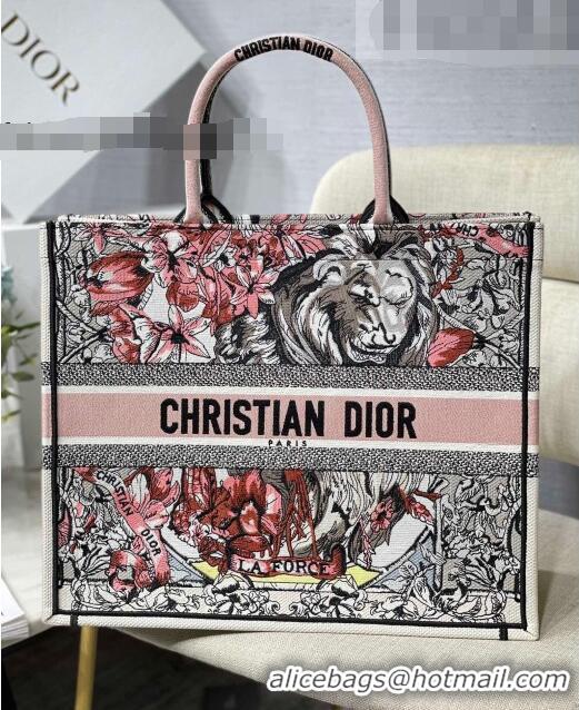 Chic Grade Dior Large Book Tote Bag in Pink Multicolor La Force Embroidery M941 2022