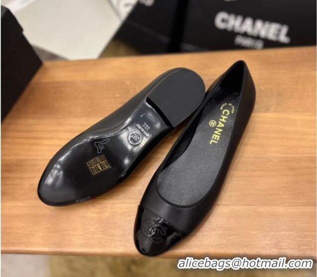 Good Quality Chanel Lambskin and Patent Leather Ballerinas Black 089103