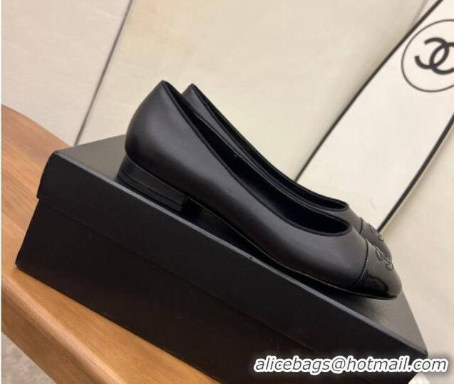 Good Quality Chanel Lambskin and Patent Leather Ballerinas Black 089103