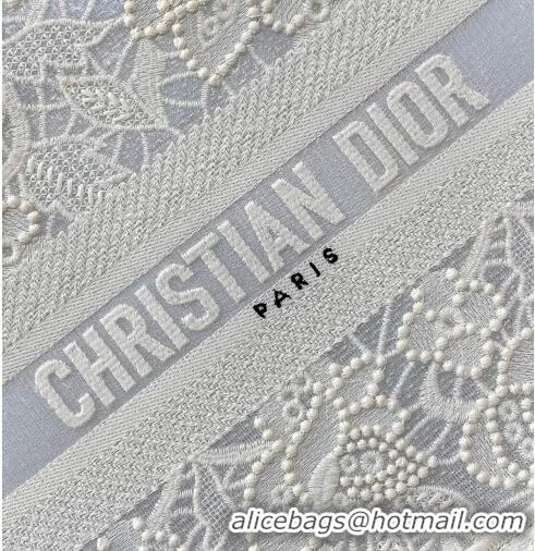 Good Product Dior Small Book Tote Bag in White Embroidery with Macrame Effect M941 2022