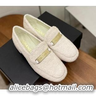 Charming Chanel Terrycloth Loafers White 08089106