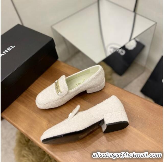 Charming Chanel Terrycloth Loafers White 08089106