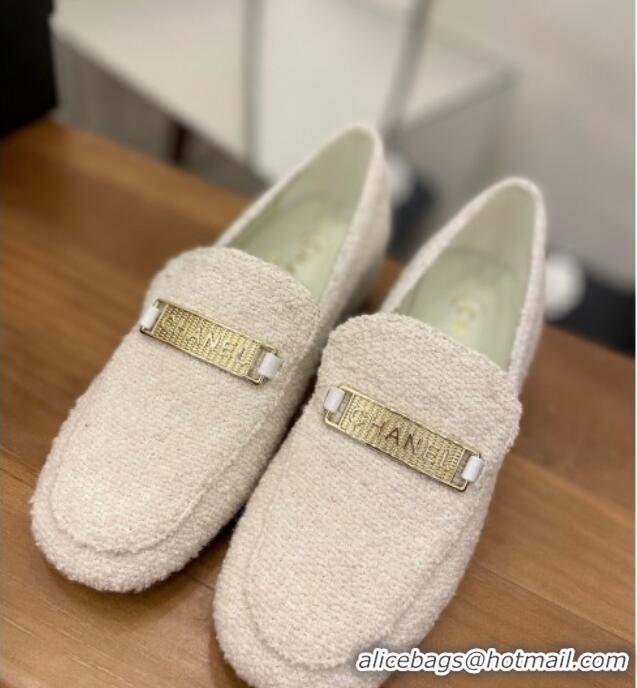 Charming Chanel Terrycloth Loafers White 08089106