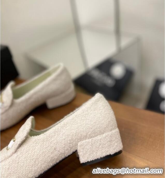 Charming Chanel Terrycloth Loafers White 08089106