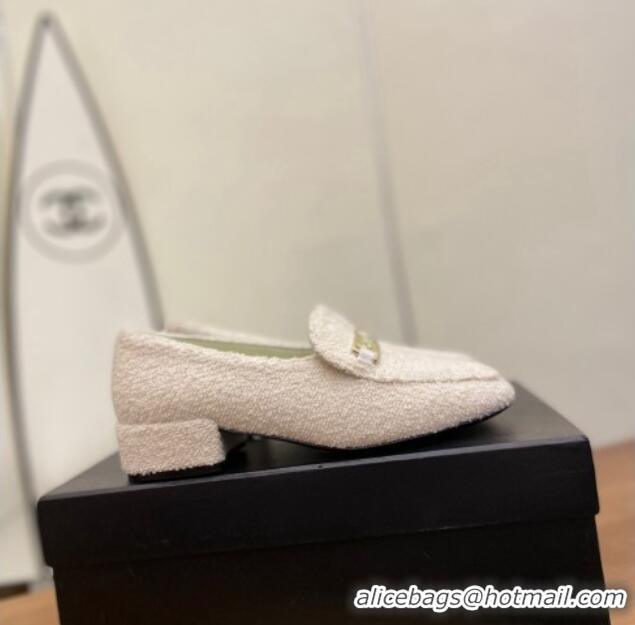 Charming Chanel Terrycloth Loafers White 08089106