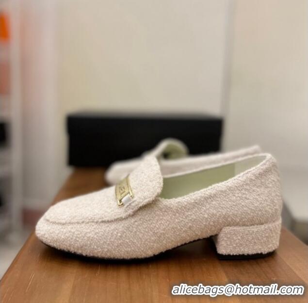 Charming Chanel Terrycloth Loafers White 08089106