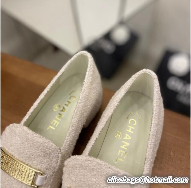 Charming Chanel Terrycloth Loafers White 08089106