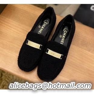 Stylish Chanel Terrycloth Loafers Black 8089107