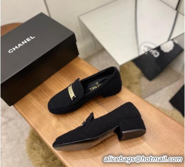 Stylish Chanel Terrycloth Loafers Black 8089107