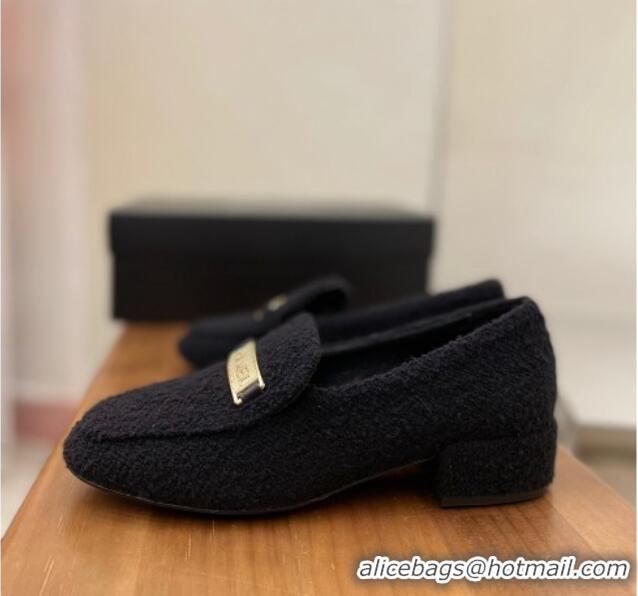 Stylish Chanel Terrycloth Loafers Black 8089107