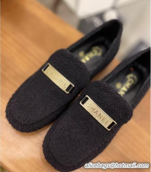 Stylish Chanel Terrycloth Loafers Black 8089107