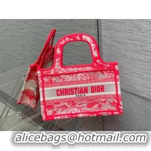 Promotional Dior Mini Book Tote Bag in Fluorescent Pink Toile de Jouy Transparent Canvas CD8027 2022