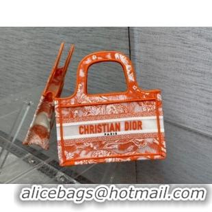 Good Taste Dior Mini Book Tote Bag in Fluorescent Orange Toile de Jouy Transparent Canvas CD8027 2022