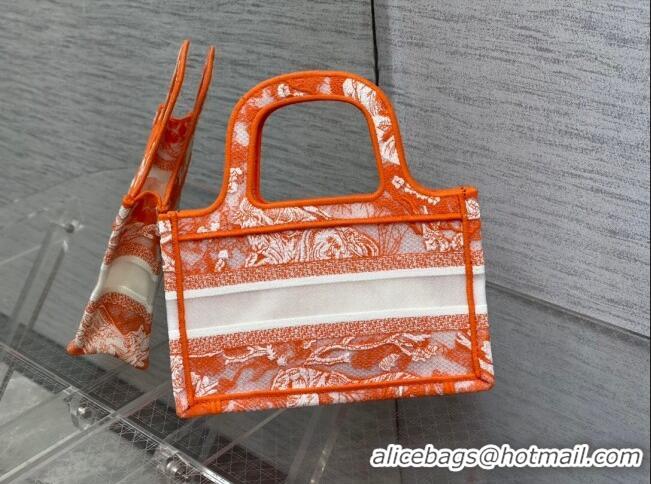 Good Taste Dior Mini Book Tote Bag in Fluorescent Orange Toile de Jouy Transparent Canvas CD8027 2022