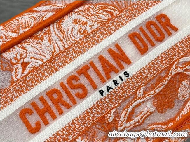 Good Taste Dior Mini Book Tote Bag in Fluorescent Orange Toile de Jouy Transparent Canvas CD8027 2022