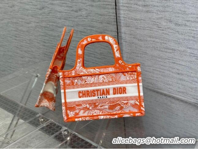 Good Taste Dior Mini Book Tote Bag in Fluorescent Orange Toile de Jouy Transparent Canvas CD8027 2022