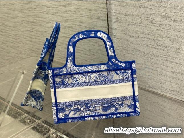 Top Design Dior Mini Book Tote Bag in Fluorescent Blue Toile de Jouy Transparent Canvas CD8027 2022