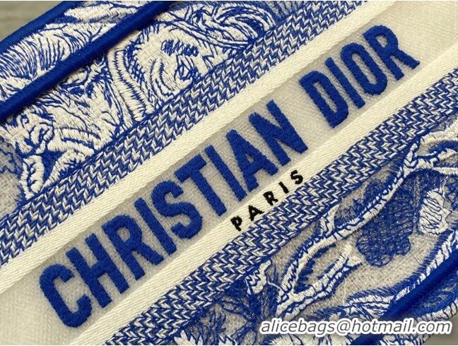 Top Design Dior Mini Book Tote Bag in Fluorescent Blue Toile de Jouy Transparent Canvas CD8027 2022