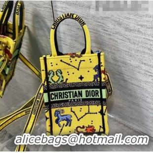 Trendy Design Dior Vertical Mini Book Tote Bag in Yellow Pixel Zodiac Embroidery CD0273 2022