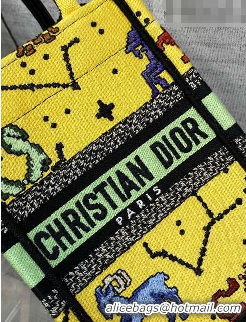 Trendy Design Dior Vertical Mini Book Tote Bag in Yellow Pixel Zodiac Embroidery CD0273 2022