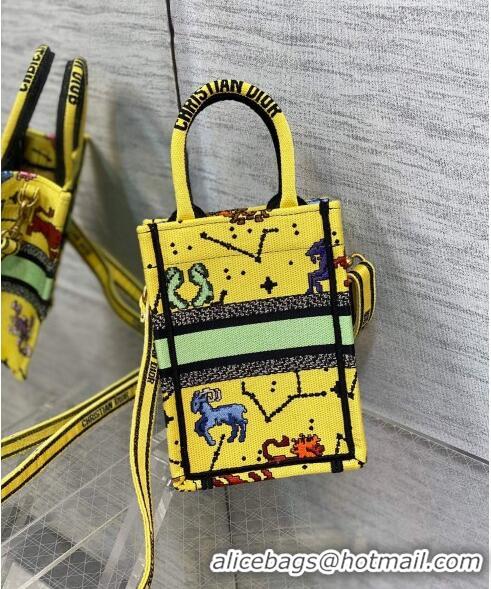 Trendy Design Dior Vertical Mini Book Tote Bag in Yellow Pixel Zodiac Embroidery CD0273 2022