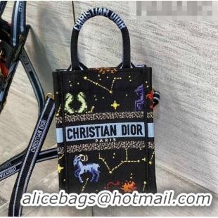 Most Popular Dior Vertical Mini Book Tote Bag in Black Pixel Zodiac Embroidery CD0273 2022