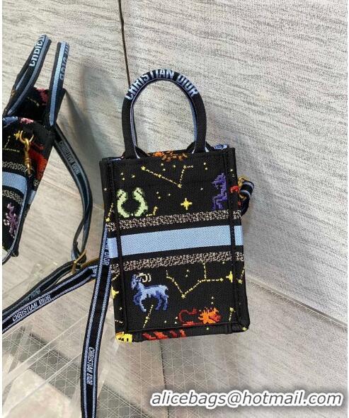 Most Popular Dior Vertical Mini Book Tote Bag in Black Pixel Zodiac Embroidery CD0273 2022