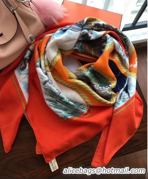 Reasonable Price Hermes Silk Square Scarf 140x140cm H62404 Orange 2022