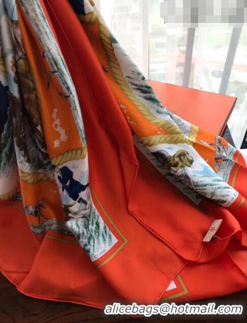 Reasonable Price Hermes Silk Square Scarf 140x140cm H62404 Orange 2022