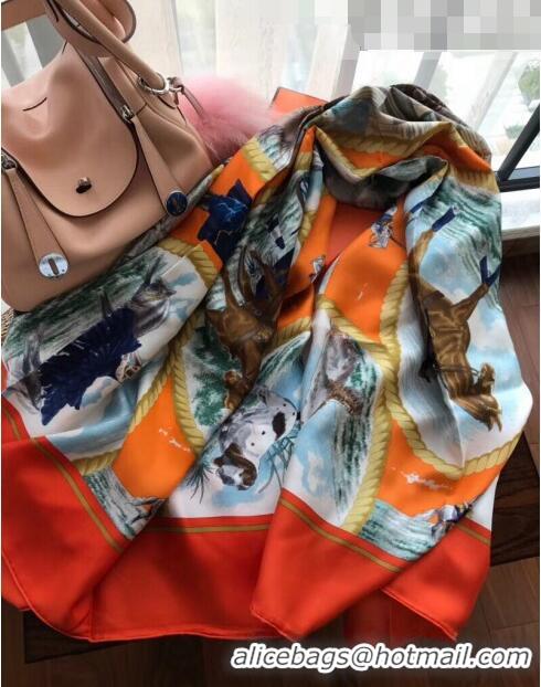 Reasonable Price Hermes Silk Square Scarf 140x140cm H62404 Orange 2022