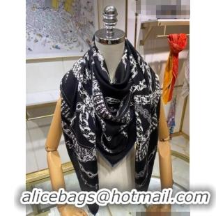 Super Quality Hermes Silk & Cashmere Square Scarf 140x140cm H62410 Black 2022