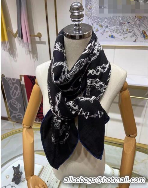 Super Quality Hermes Silk & Cashmere Square Scarf 140x140cm H62410 Black 2022