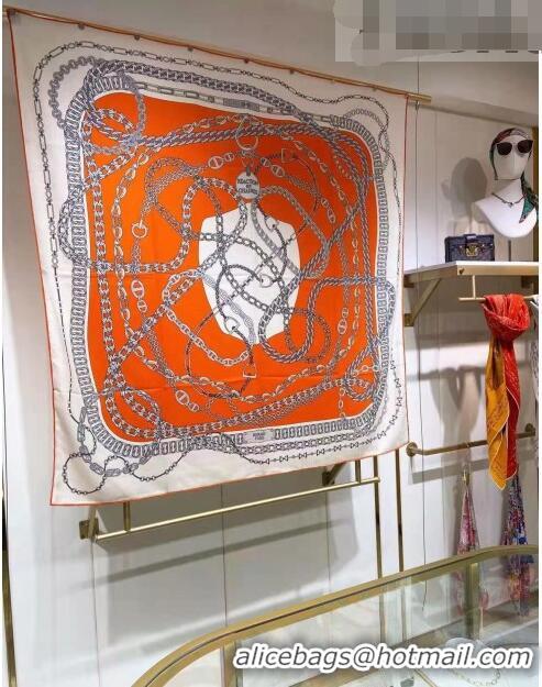 Well Crafted Hermes Silk & Cashmere Square Scarf 140x140cm H62411 Orange 2022