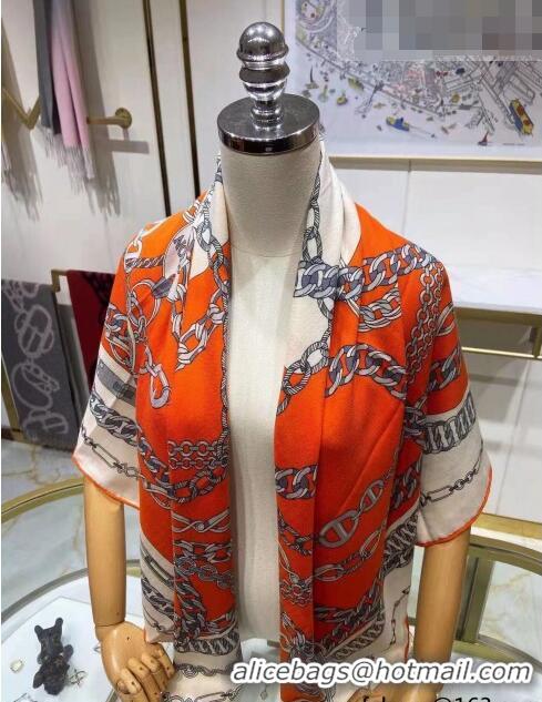 Well Crafted Hermes Silk & Cashmere Square Scarf 140x140cm H62411 Orange 2022