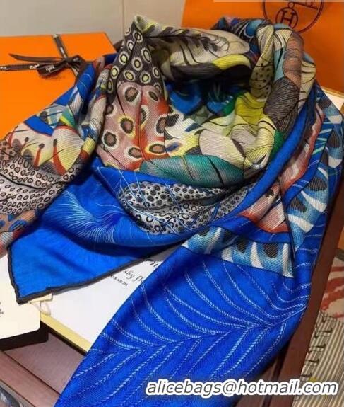 Popular Style Hermes Silk & Cashmere Square Scarf 140x140cm H62412 Blue 2022