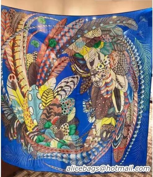 Popular Style Hermes Silk & Cashmere Square Scarf 140x140cm H62412 Blue 2022