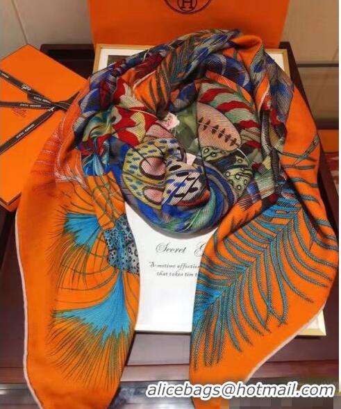 Cheapest Hermes Silk & Cashmere Square Scarf 140x140cm H62413 Orange 2022