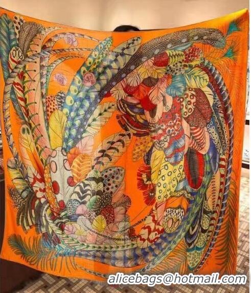 Cheapest Hermes Silk & Cashmere Square Scarf 140x140cm H62413 Orange 2022