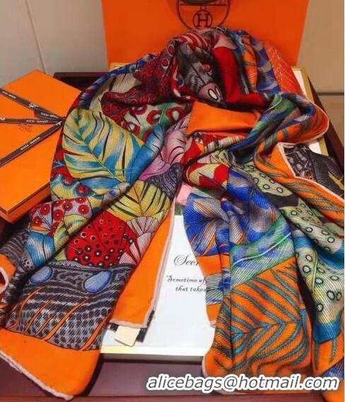 Cheapest Hermes Silk & Cashmere Square Scarf 140x140cm H62413 Orange 2022