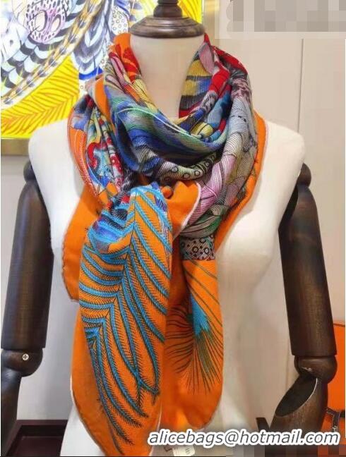 Cheapest Hermes Silk & Cashmere Square Scarf 140x140cm H62413 Orange 2022