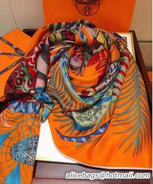 Cheapest Hermes Silk & Cashmere Square Scarf 140x140cm H62413 Orange 2022