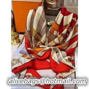 Top Design Hermes Silk & Cashmere Square Scarf 140x140cm H62418 Orange 2022