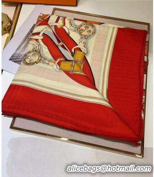 Top Design Hermes Silk & Cashmere Square Scarf 140x140cm H62418 Orange 2022